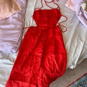 Reformation Red Strappy Backless Dress